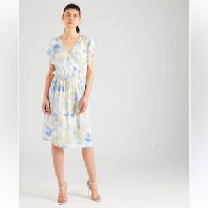 Saint Tropez Pastel Blue, Cream, Yellow Midi Dress  Size Medium